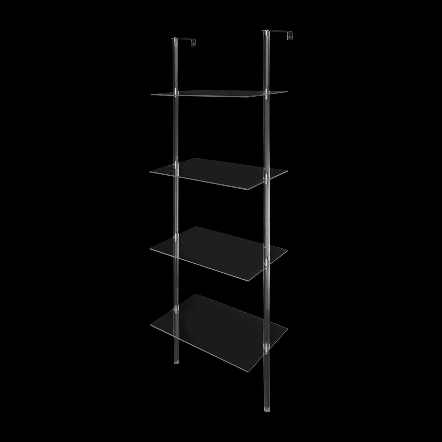 4 Tier Clear Acrylic Ladder Bookshelf Wall Mount Floor Standing