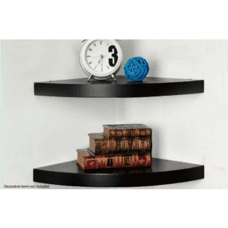 Wood Round Corner Floating Shelves Set Of 2 For Wall Decor