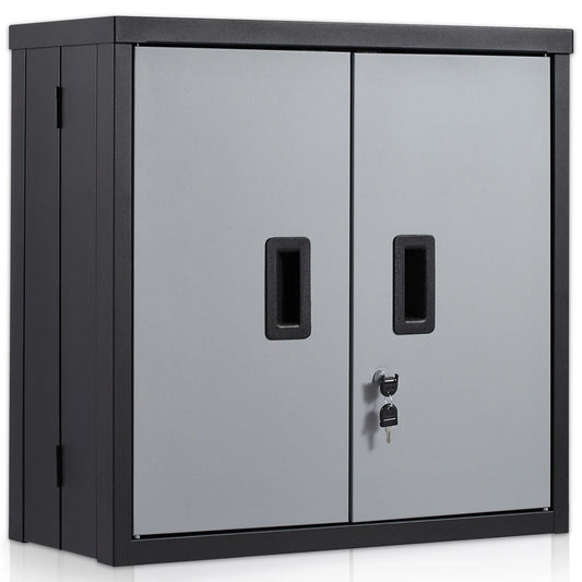 SucceBuy Foldable Metal Garage Wall Cabinet With Adjustable Shelf