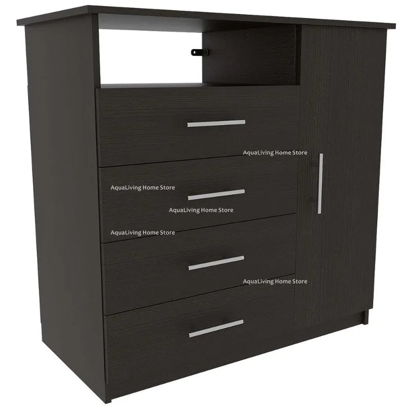 Modern Bedroom Set With Wardrobe Closet And Four Drawer Dresser
