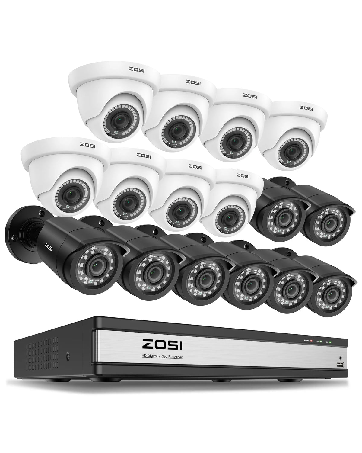 ZOSI Security Camera System With Human And Vehicle Detection DVR