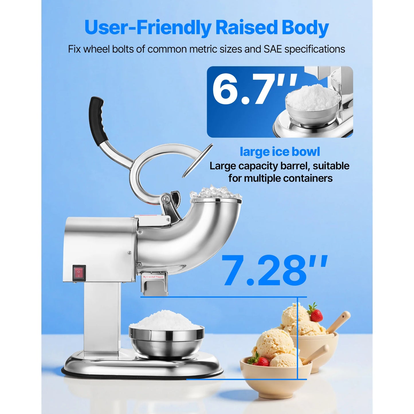 SucceBuy Ice Crusher 440 Lb Per Hour Snow Cone Maker
