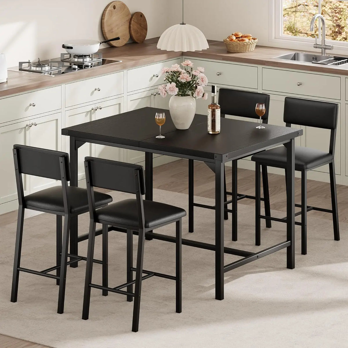 HiMISS Modern Dining Table Set with Upholstered Chairs