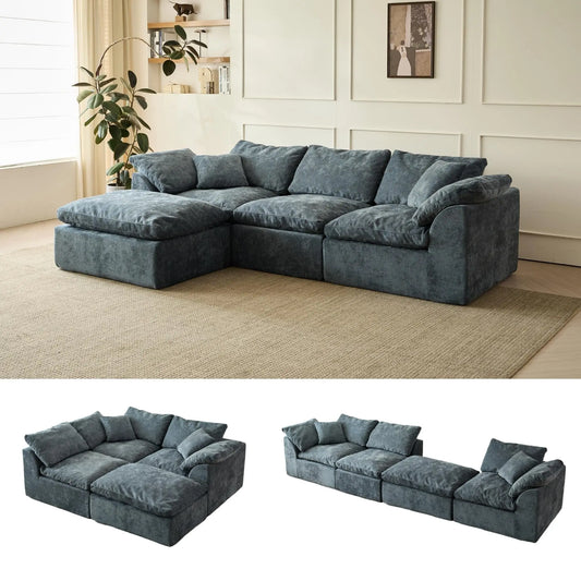 Yeflixvrau Modern L Shaped Chenille Sofa Sectional With Ottoman