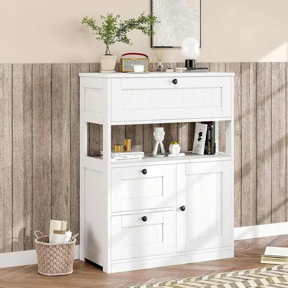 Bathroom Floor Storage Cabinet With 1 Door And 3 Drawers