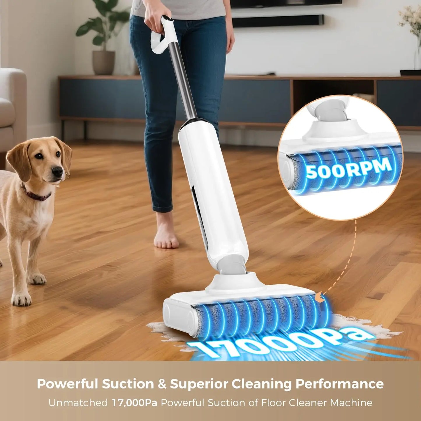 XMSJ Wet Dry Vacuum Cleaner Hard Floors 17000Pa Mop Combo
