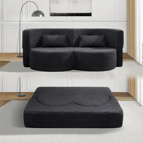 Folding Sofa Bed Futon With Bear Fabric Sleeper Living Room