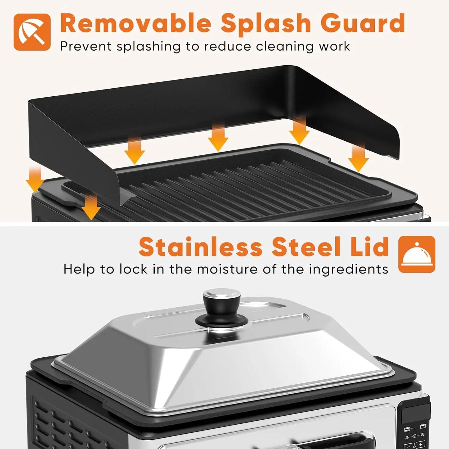 XMSJ Electric Indoor Grill Smokeless Griddle With Lid for Kitchen