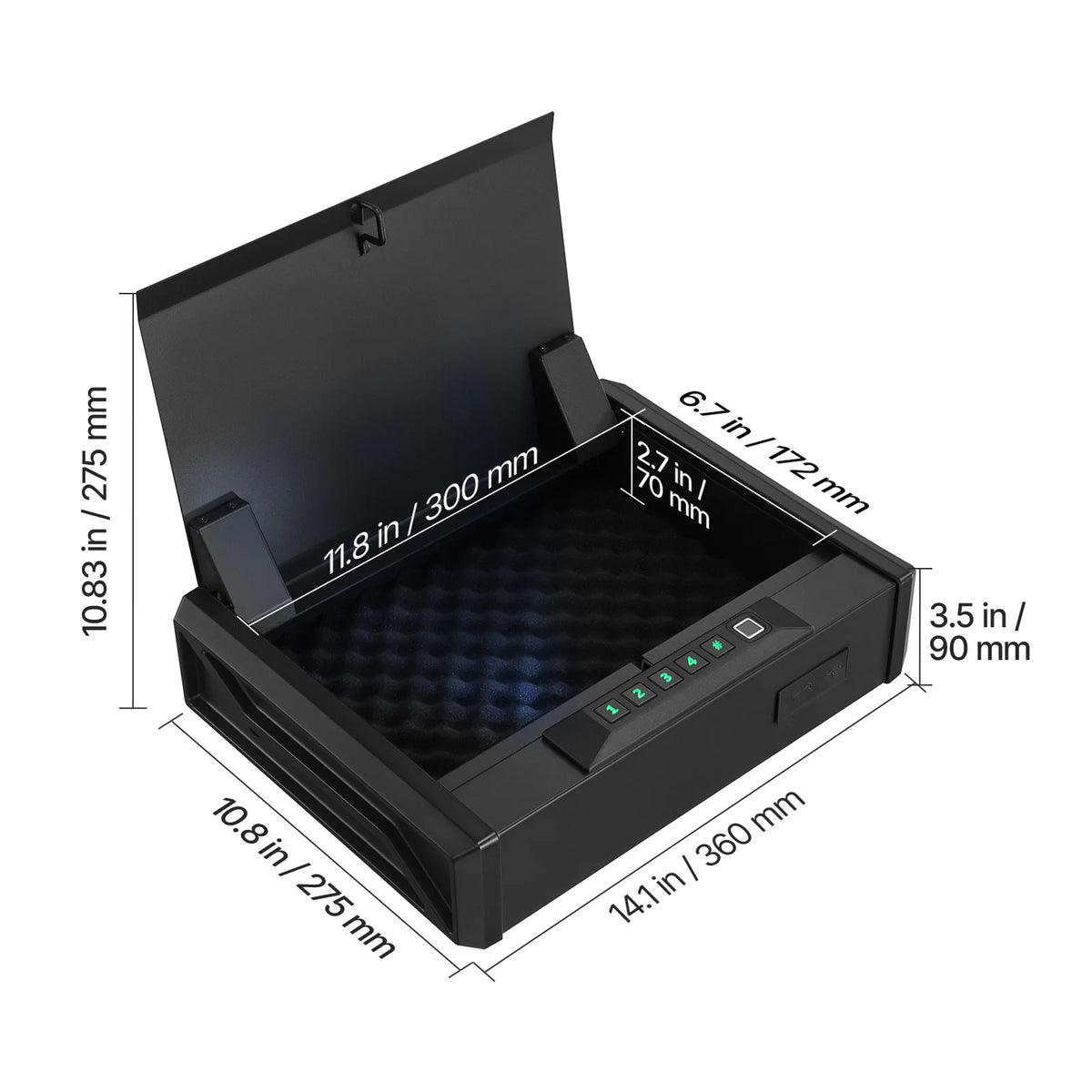 SucceBuy Quick Access Fingerprint Password Key Slider Safe Box