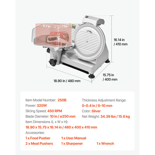 SucceBuy Electric Meat Slicer With Dual SUS420 Blades
