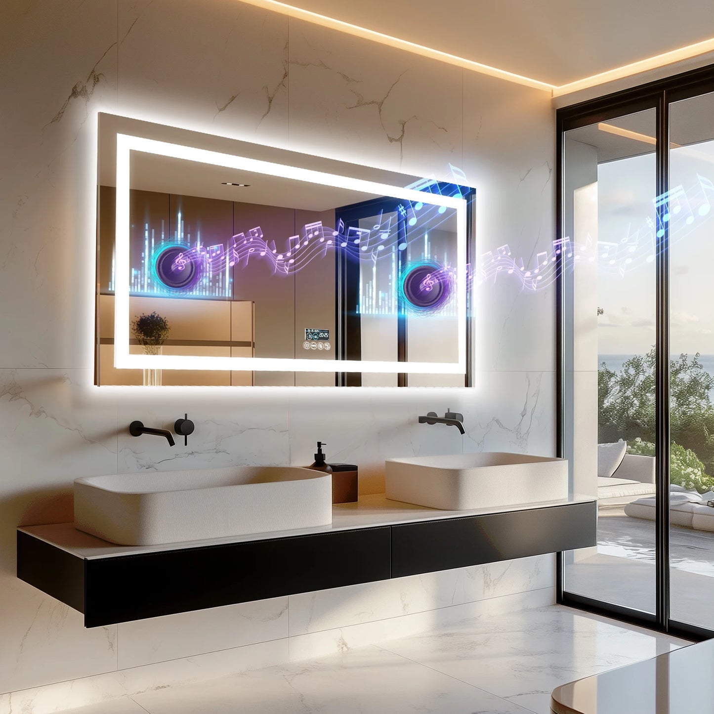 Wisfor LED Bathroom Mirror With Dual Lights And Bluetooth
