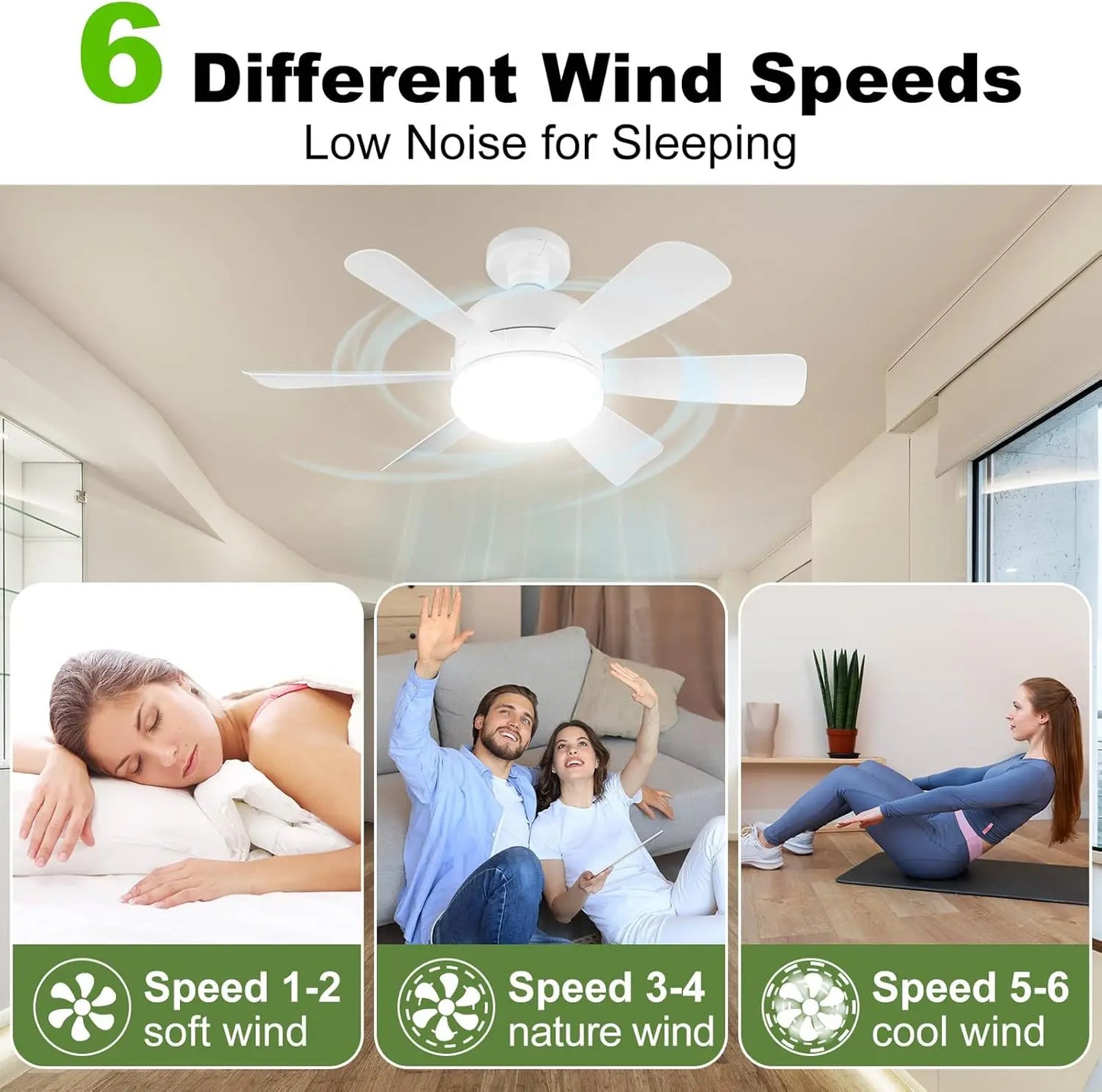 Mexllex LED Ceiling Fan Light E26 With Remote Dimmable Three Color Modes