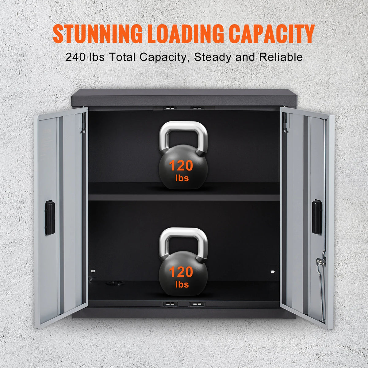 SucceBuy Foldable Metal Garage Wall Cabinet With Adjustable Shelf