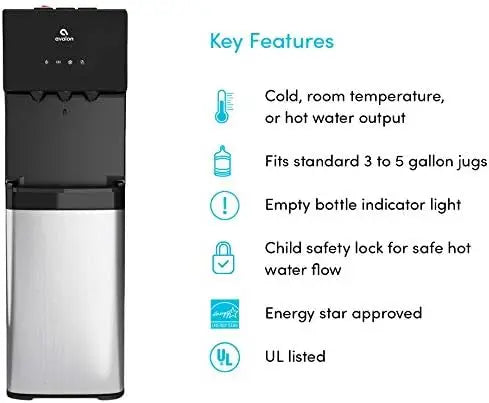 XMSJ A4BLWTRCLR Bottom Loading Water Cooler Dispenser Three Temperature Settings