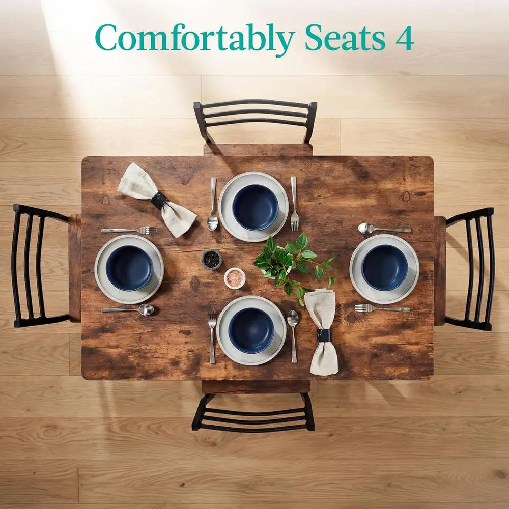 Ticify Dining Set With Table And Four Chairs Storage Rack