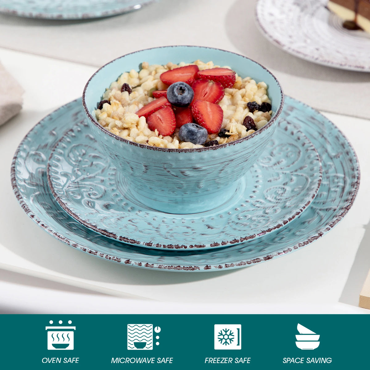 Malacasa Ceramic Dinnerware Set With Plates Bowls And Mugs