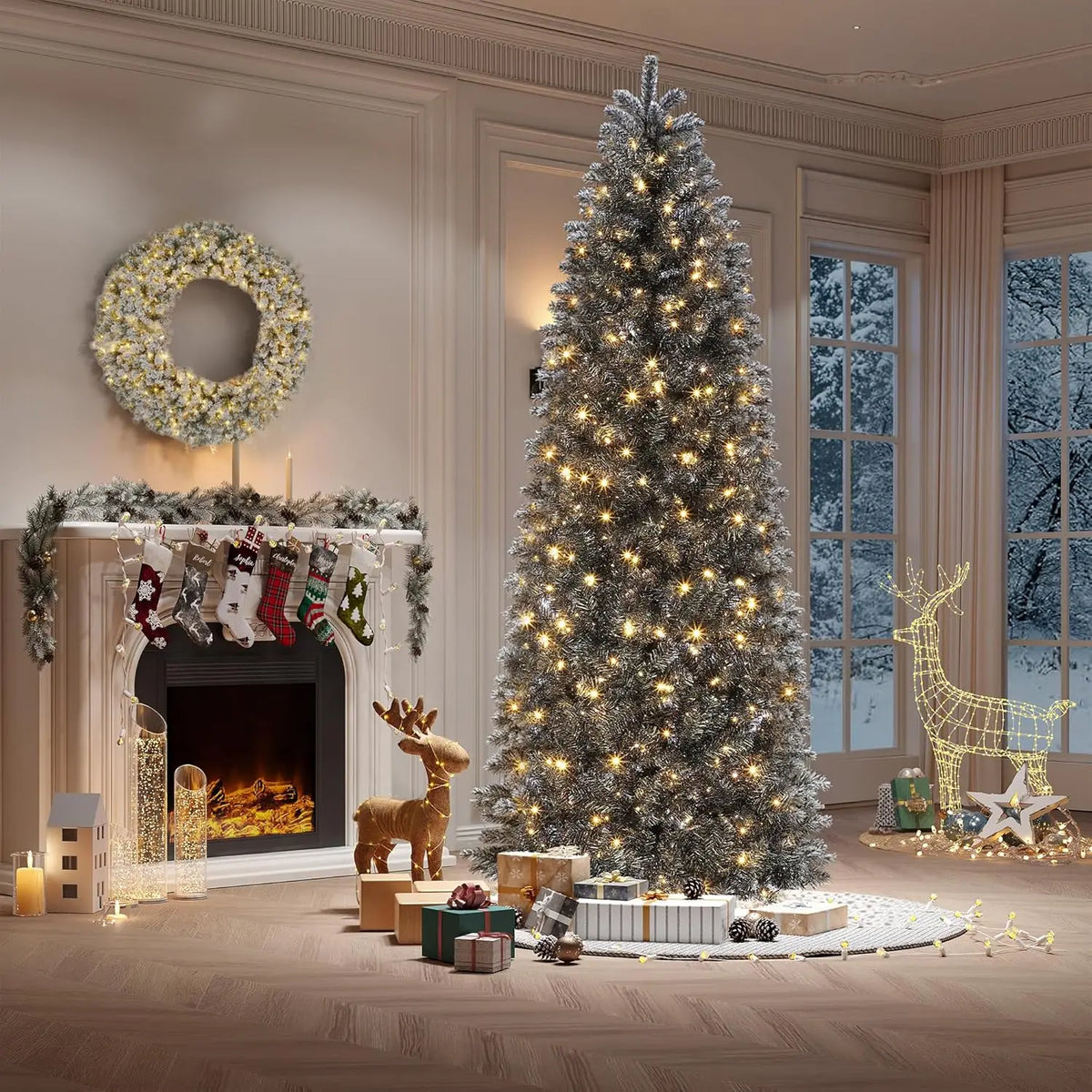 HiMISS Artificial Halloween Christmas Tree With Sturdy Metal Stand