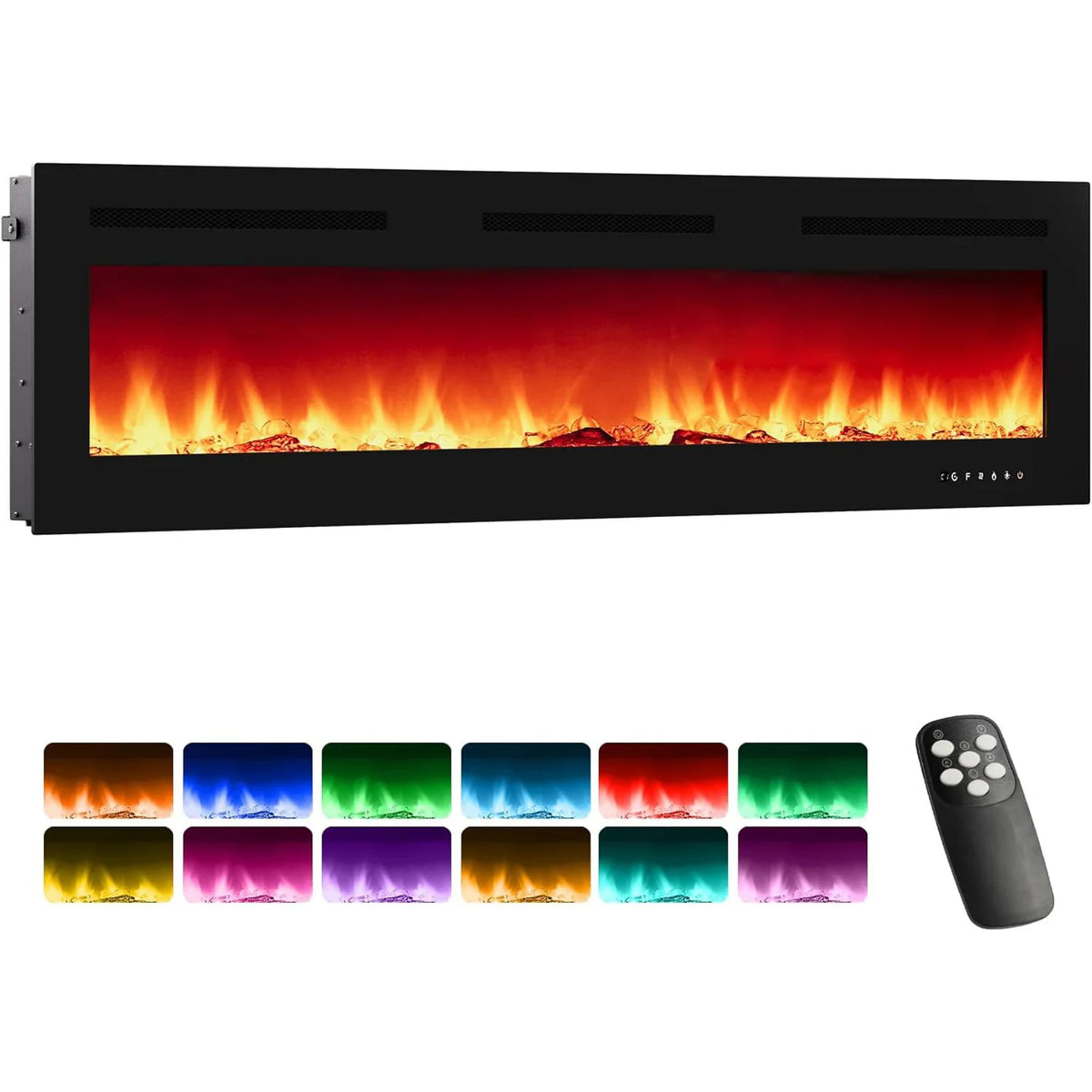 Adoolla Wall Mounted Electric Fireplace With Remote And Adjustable Flames