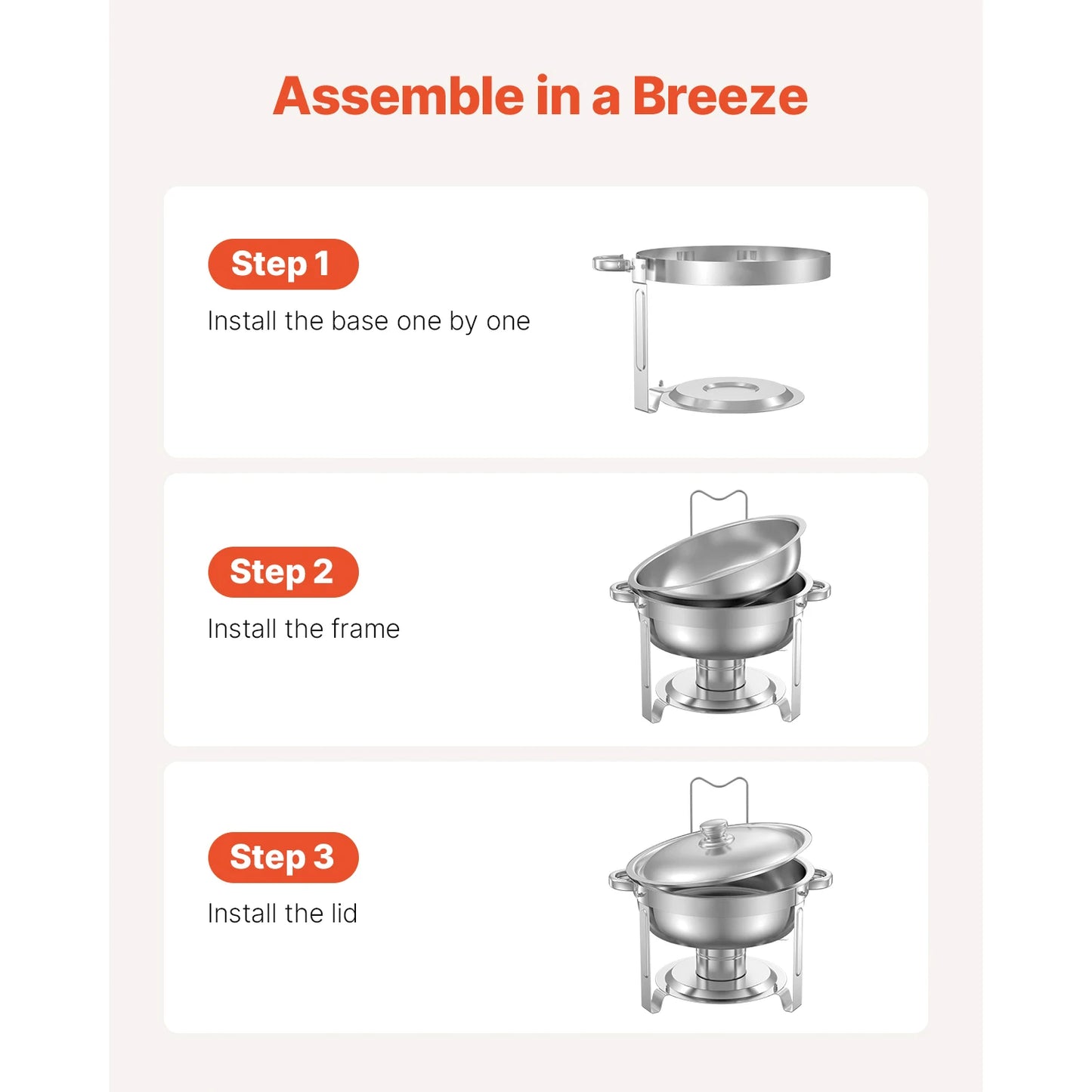 SucceBuy Stainless Steel Chafing Dish Buffet Set With Lid Water Pan