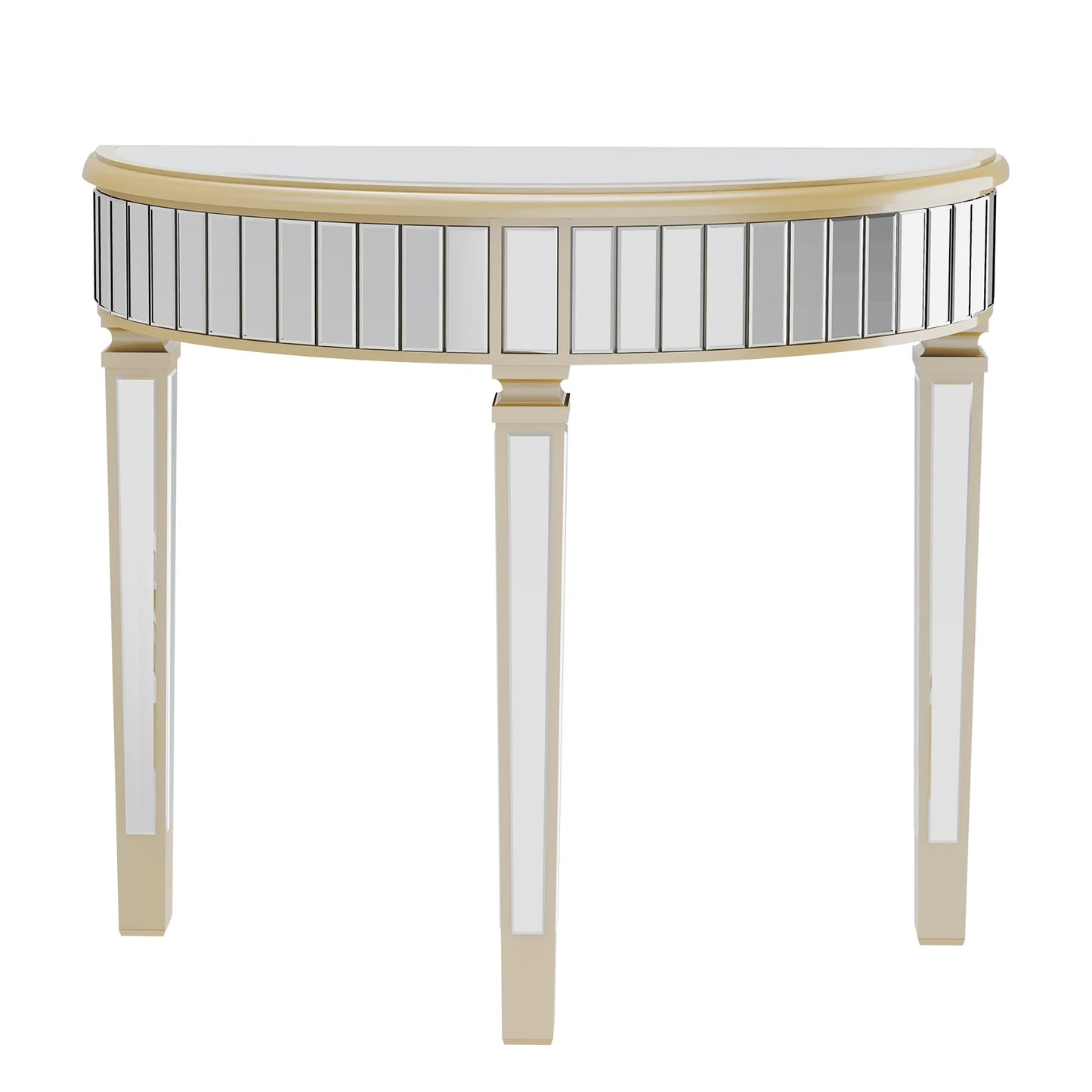 Half Moon Mirrored Console Table Living Room Entryway