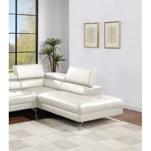 Modern Faux Leather Sectional Sofa With Metal Legs And Chaise