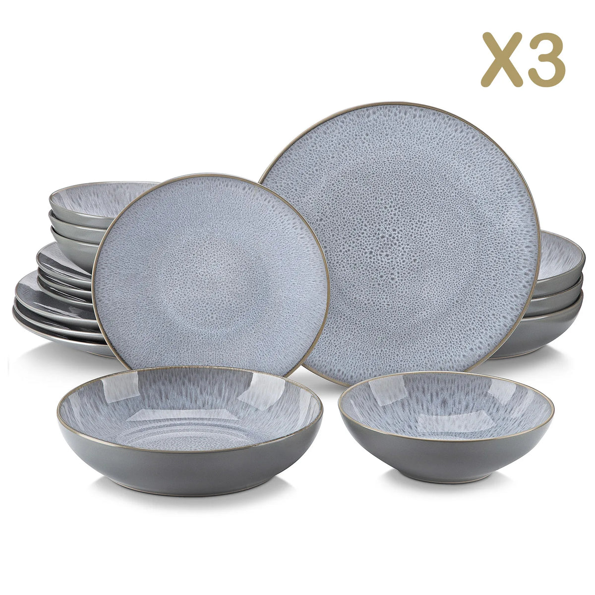 Malacasa Premium Embossed Stoneware Dinnerware Set