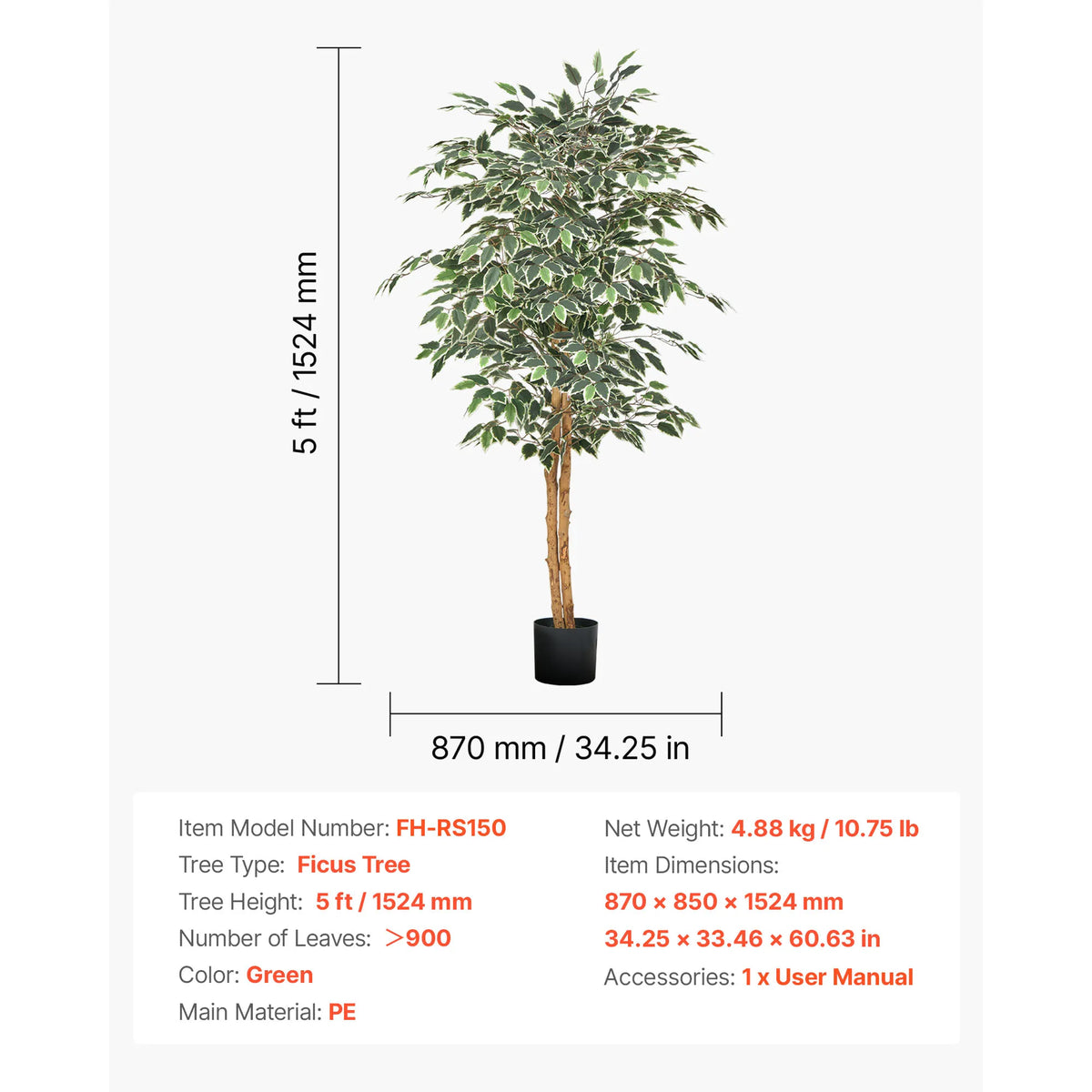SucceBuy Elegant Artificial Indoor Tree For Modern Home Decor