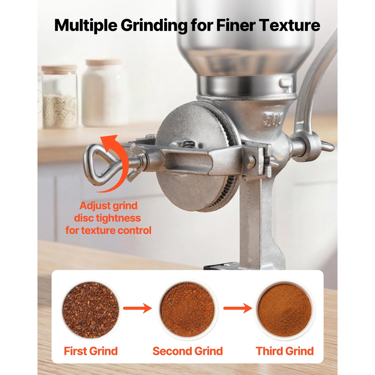 SucceBuy Manual Grain Mill With High Hopper Hand Crank