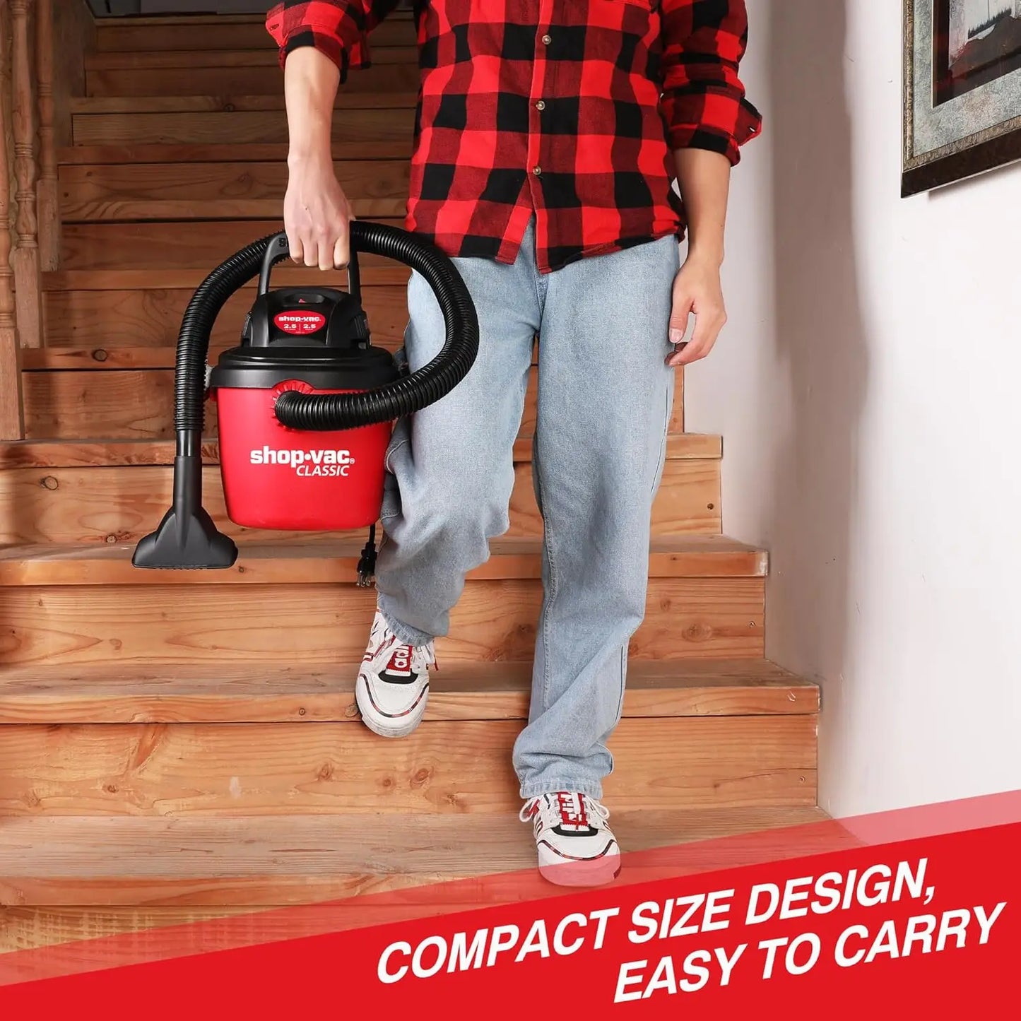 XMSJ 2.5 Peak HP Wet Dry Vacuum Portable Collapsible Handle