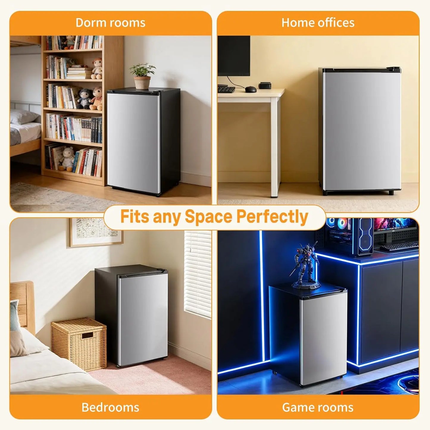 XMSJ Mini Fridge With Freezer 3.2 Cu Ft Compact Refrigerator