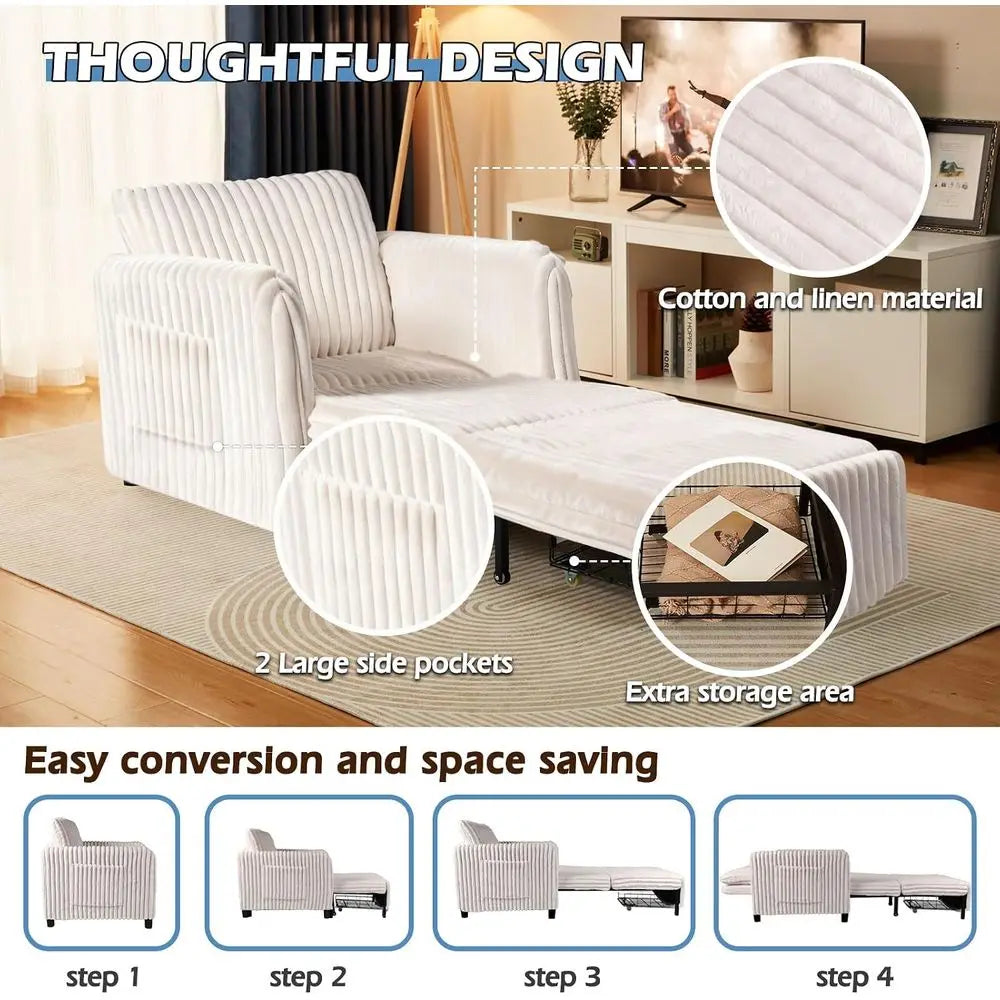 Heavy Duty Convertible Sleeper Chair With Pull Out Bed