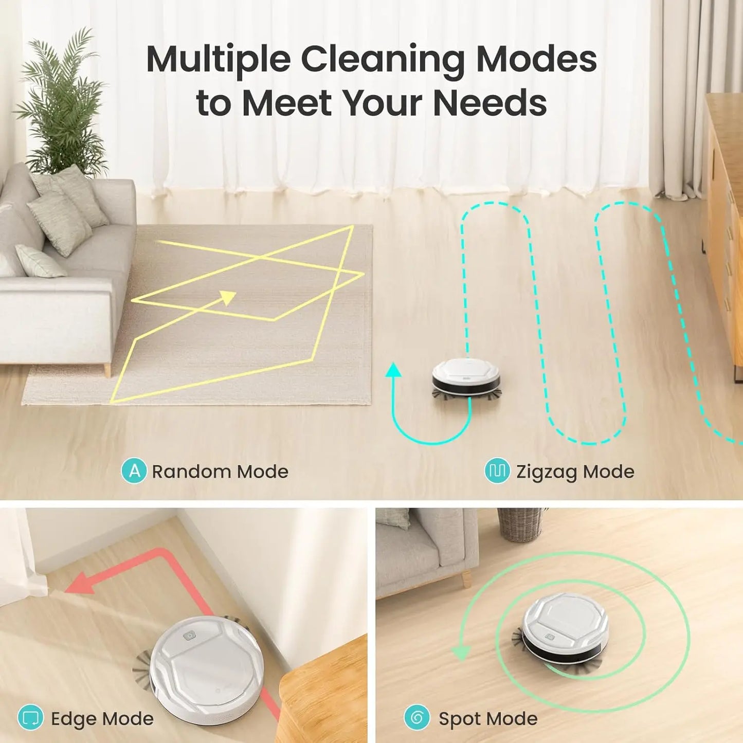 XMSJ Robot Vacuum Cleaner With Strong Suction 120 Minutes Runtime