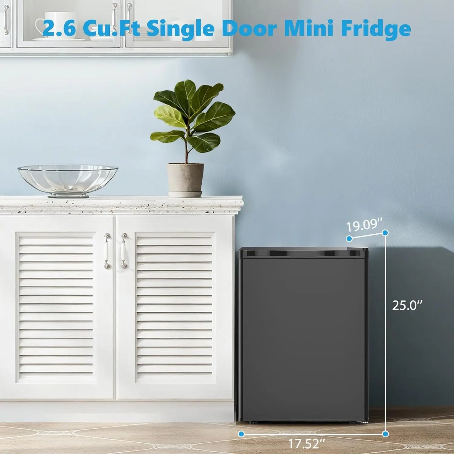 XMSJ Dorm Fridge With Freezer Compact Single Reversible Door Refrigerator