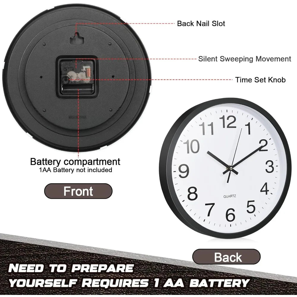 8 Pack Silent Classroom Wall Clocks Battery Operated Quartz Analog