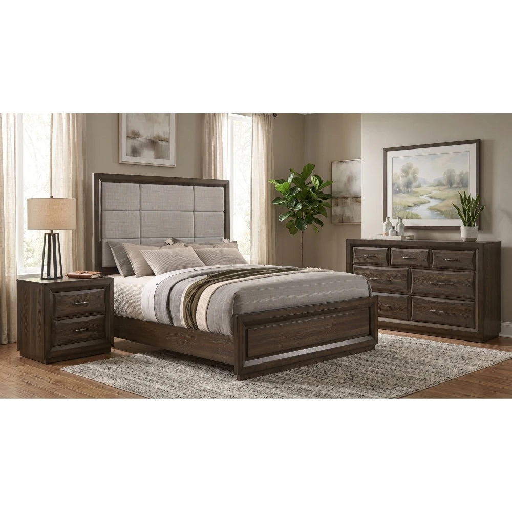 Modern Wooden Bedroom Furniture Set With Bed Wardrobe Nightstand