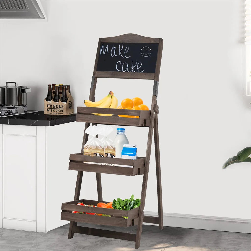 Folding Ladder 3 Tier Plant Stand Flower Pot Holder Chalkboard