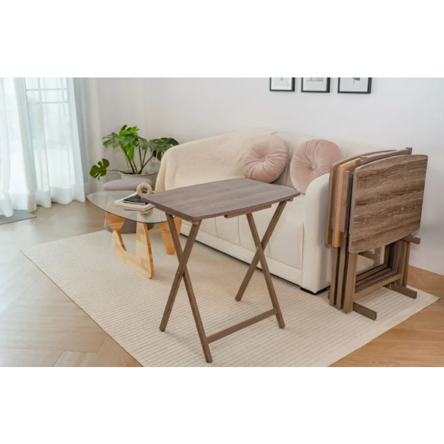 Mainstays 5-Piece Folding TV Tray Table Set With Storage Rack