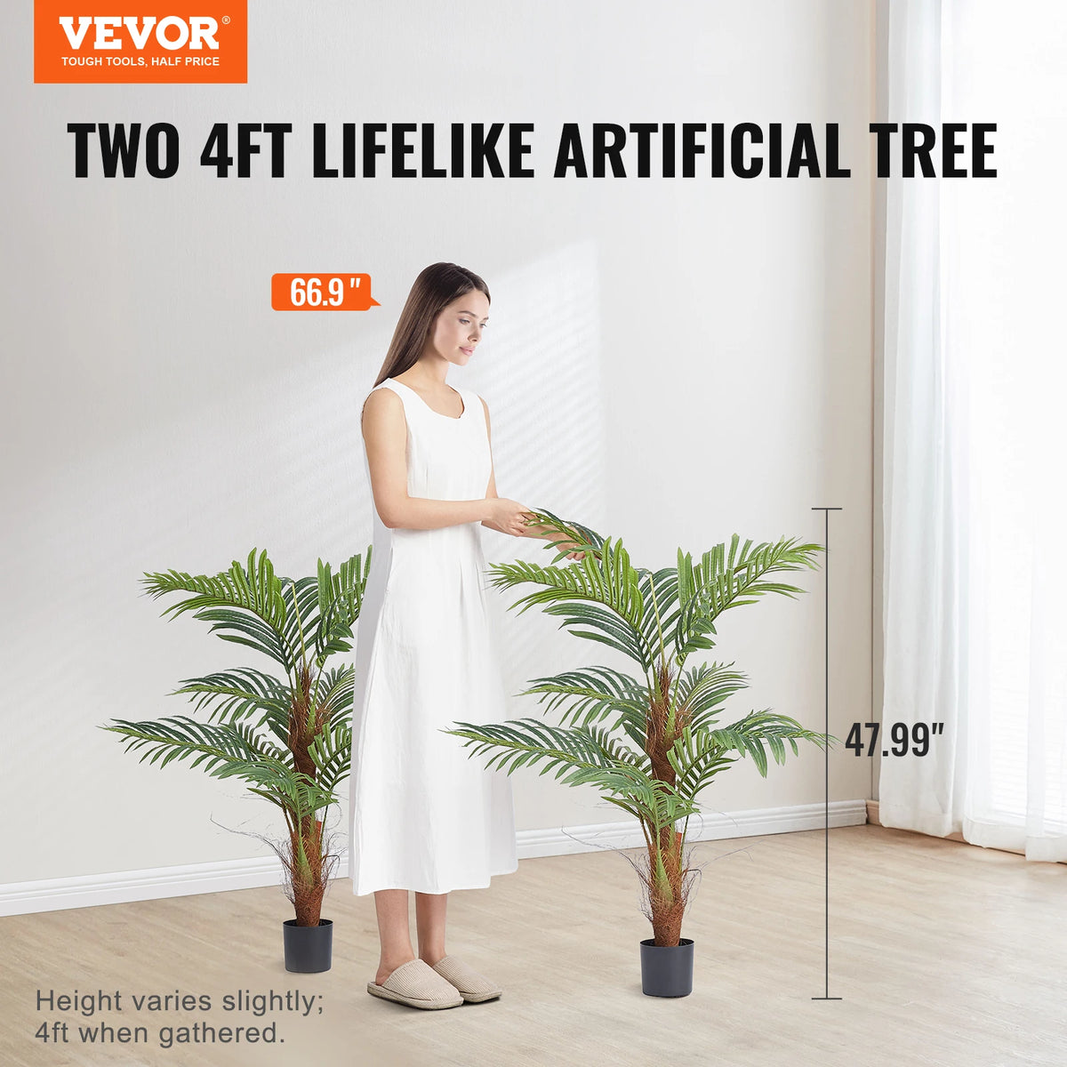 SucceBuy Artificial Palm Tree Faux Tropical Plant With Anti Tip Protection