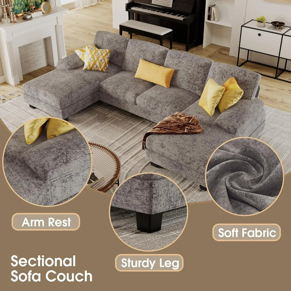 Furmax U Shaped Sectional Sofa Set With Linen Fabric