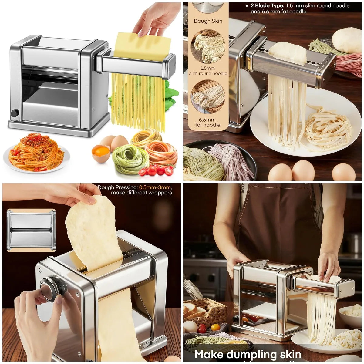 XMSJ Electric Pasta Maker Machine for Spaghetti Fettuccine Lasagna