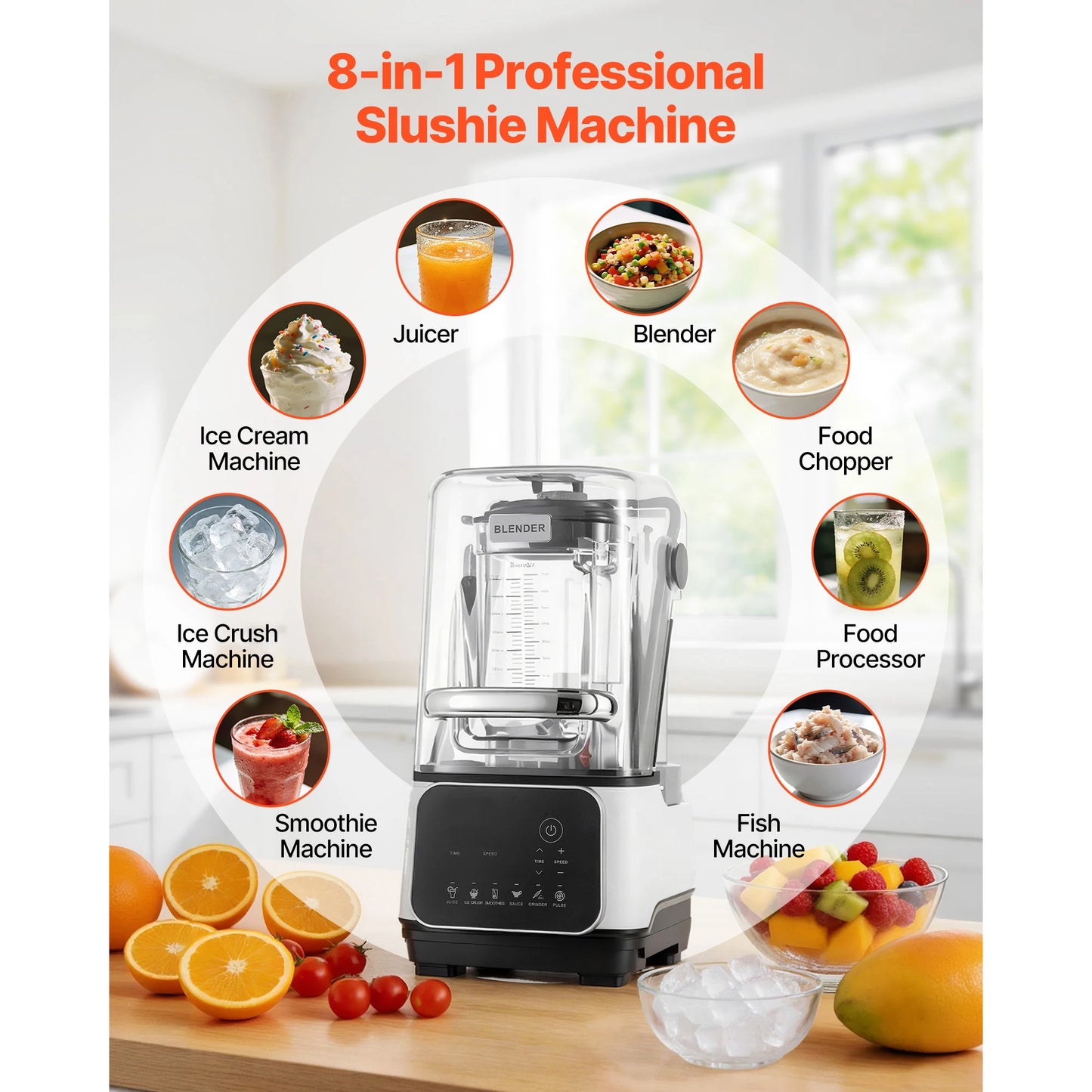 SucceBuy 2200W Countertop Blender With Shield 6 Presets