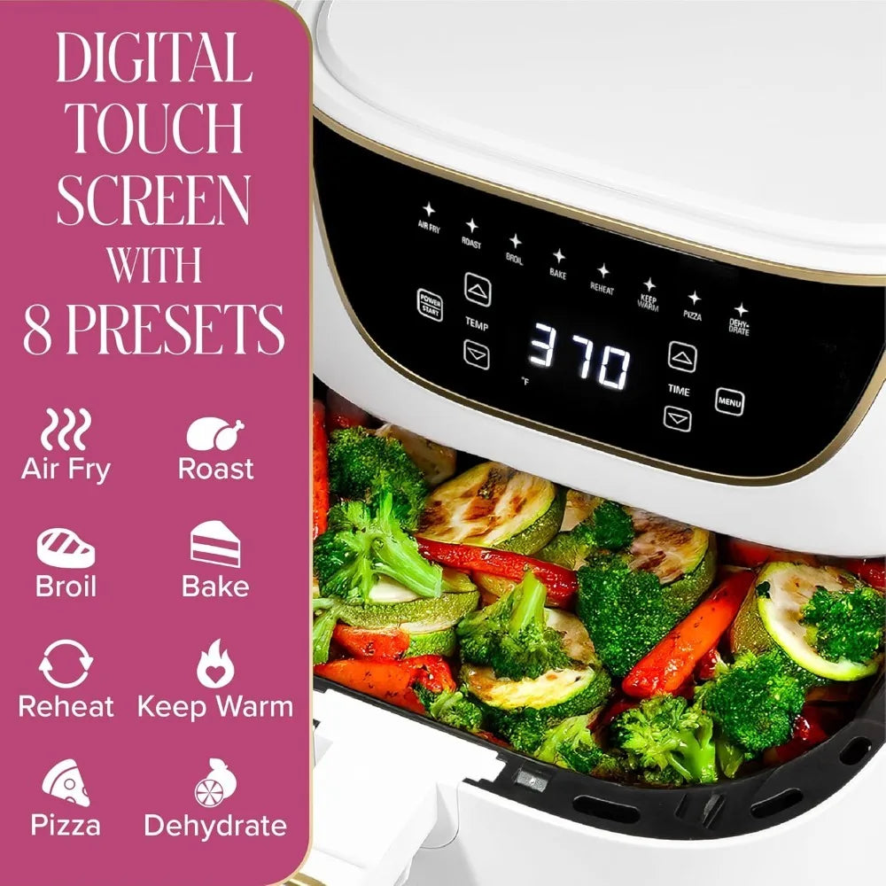 XMSJ Air Fryer 8 In 1 6 Quart Capacity Nonstick PFAS Free Touchscreen Display