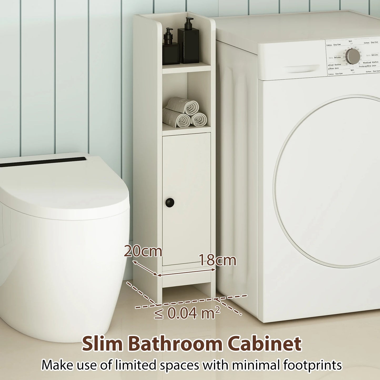 HOMASIS Bathroom Storage Cabinet With Adjustable Shelf And Open Shelves