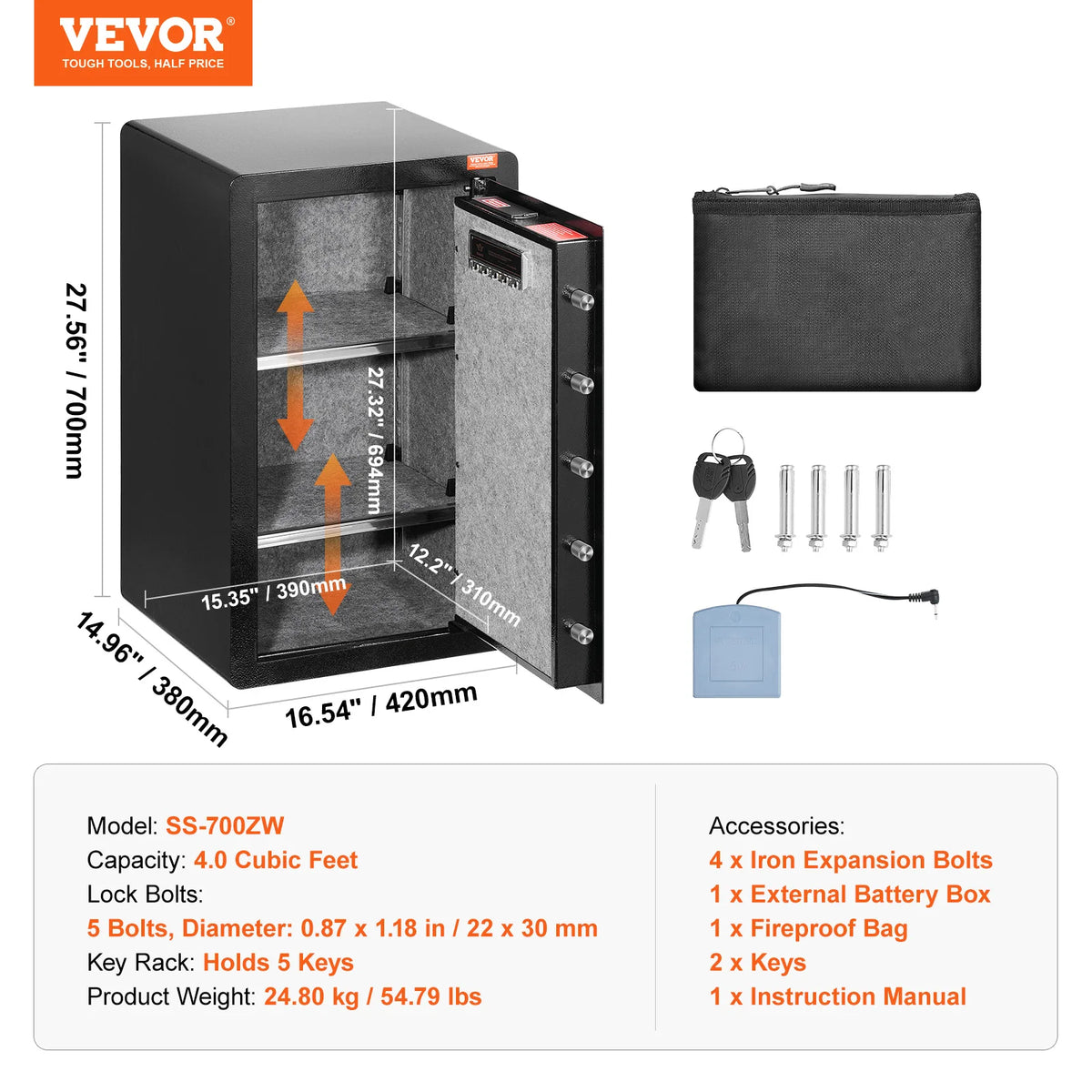 VEVOR Digital Double Door Safe With Fingerprint Lock