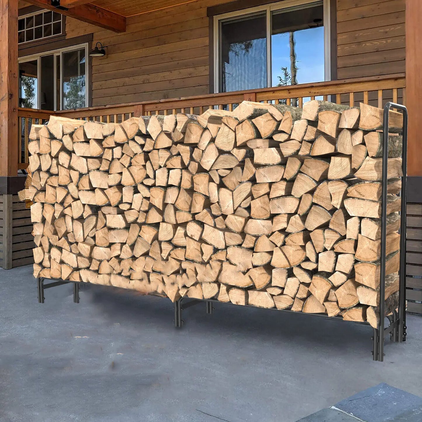 Heavy Duty Metal Firewood Log Rack Indoor Outdoor Storage Holder