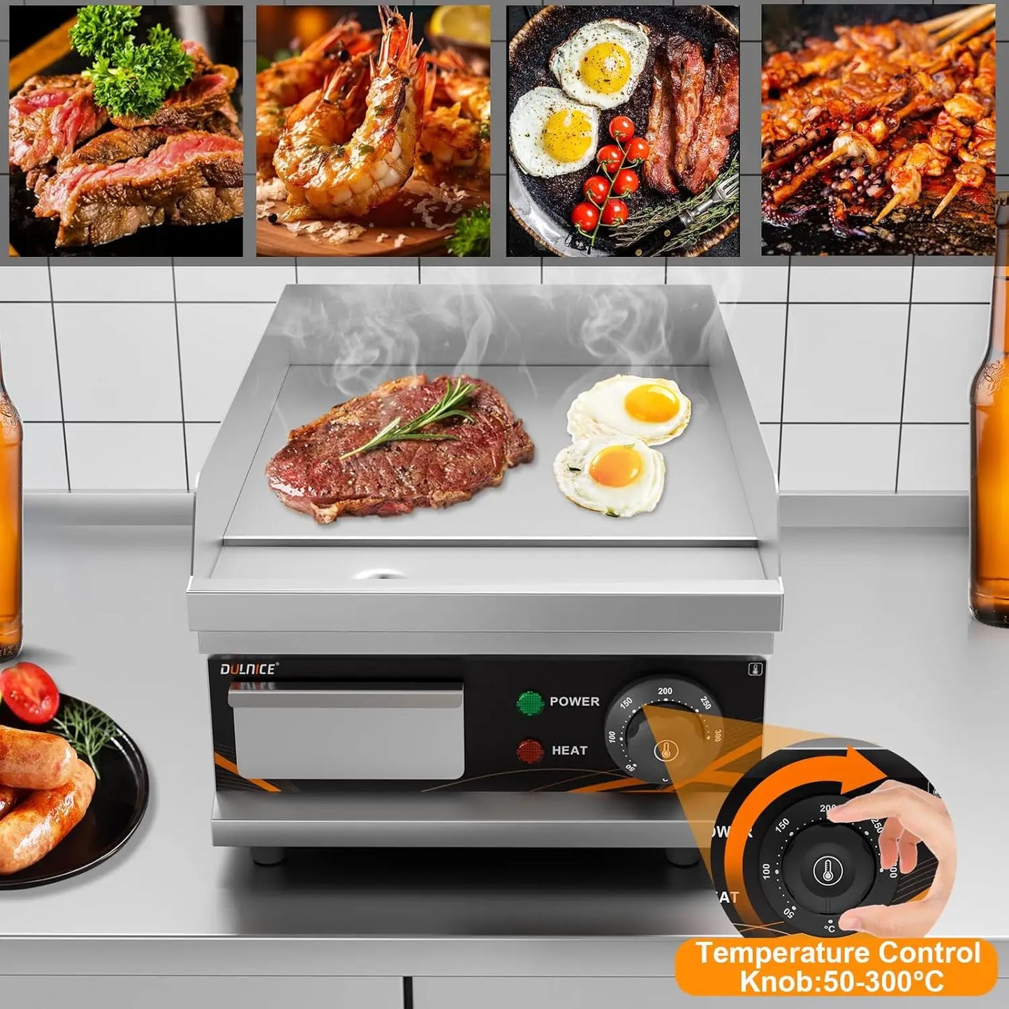 XMSJ Commercial Electric Griddle Flat Top Grill With Temperature Control