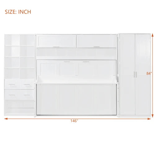 Murphy Wall Bed Cabinet With Closet Drawers And Shelves