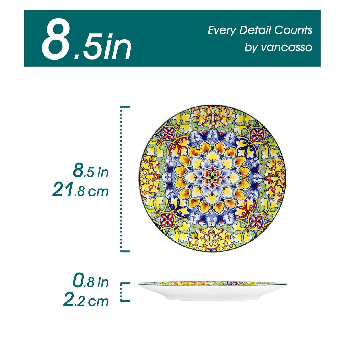 Vancasso Bohemian Style Floral Porcelain Dinner Plate Set