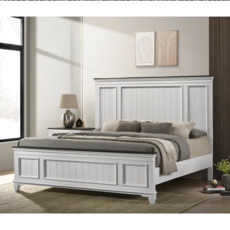 Wood Bedroom Set With Shiplap Panel King Bed Dresser Mirror Nightstands