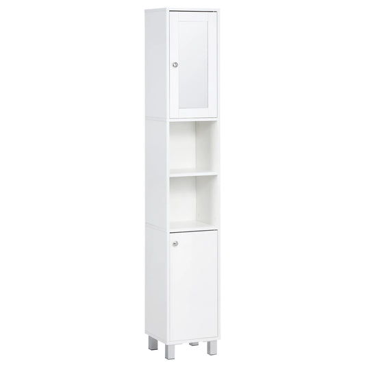 KLEANKIN Tall Freestanding Bathroom Storage Cabinet With Mirror And Adjustable Shelves